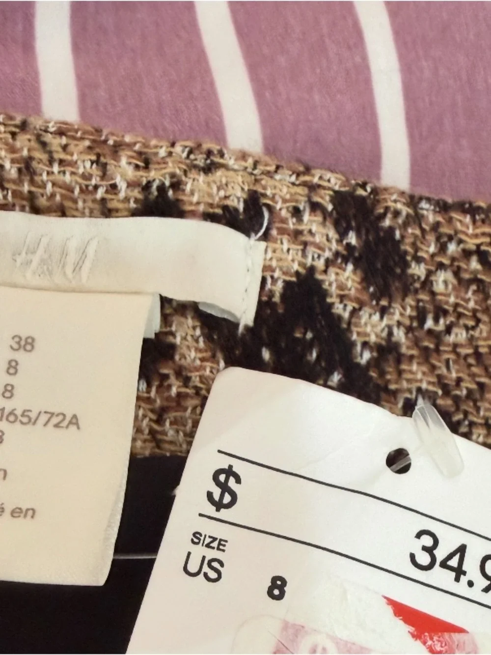 H&M Brown and Black Snake-Print Mini Skirt